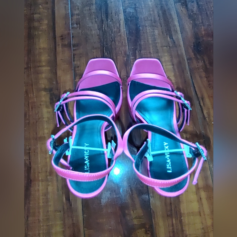 LISA VICKYBabe Strappy Platform Sandal In Raspberry Size 9 - Picture 5 of 9